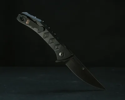 Kwaiken Folder- Anodized Black Handle, Black Nitride Blade, Textured Grip, Deep Carry Pocket Clip