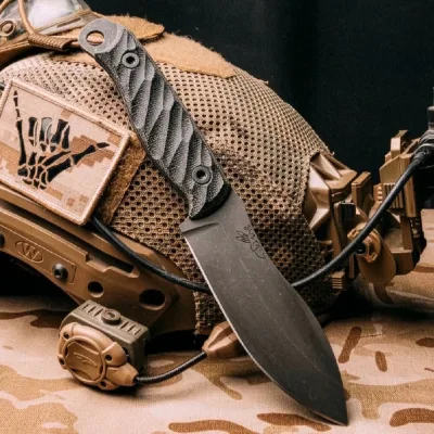Half Face Blades Skinner Knife | Black Canvas Micarta