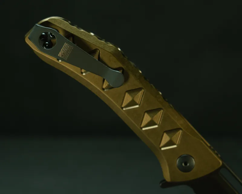 Kwaiken Folder- Anodized OD Green Handle, Black Nitride Blade, Textured Grip, Deep Carry Pocket Clip