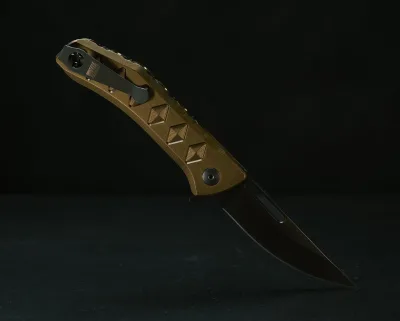 Kwaiken Folder- Anodized OD Green Handle, Black Nitride Blade, Textured Grip, Deep Carry Pocket Clip