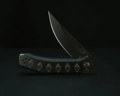 Kwaiken Folder- Anodized Black Handle, Black Nitride Blade, Textured Grip, Deep Carry Pocket Clip